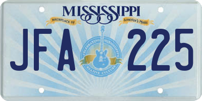 MS license plate JFA225