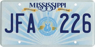 MS license plate JFA226