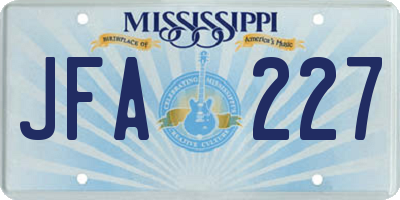 MS license plate JFA227