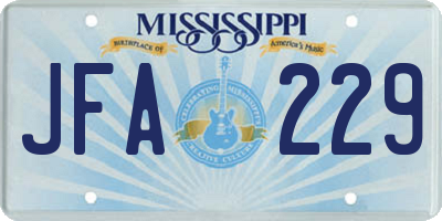 MS license plate JFA229