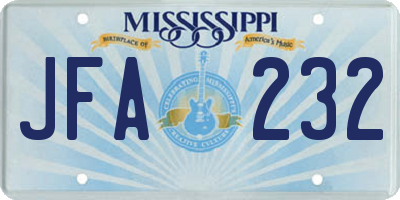 MS license plate JFA232