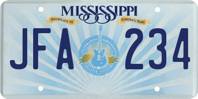 MS license plate JFA234