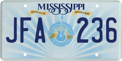MS license plate JFA236