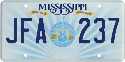 MS license plate JFA237