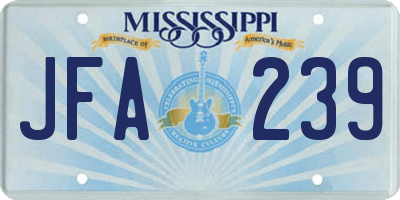 MS license plate JFA239