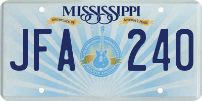 MS license plate JFA240