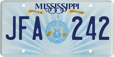 MS license plate JFA242