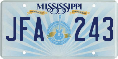 MS license plate JFA243
