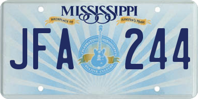 MS license plate JFA244