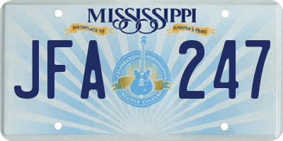 MS license plate JFA247