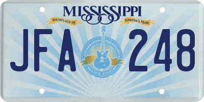 MS license plate JFA248