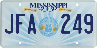 MS license plate JFA249