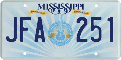 MS license plate JFA251