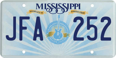 MS license plate JFA252