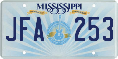MS license plate JFA253