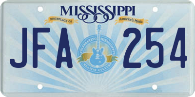 MS license plate JFA254