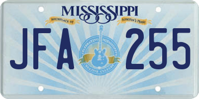 MS license plate JFA255