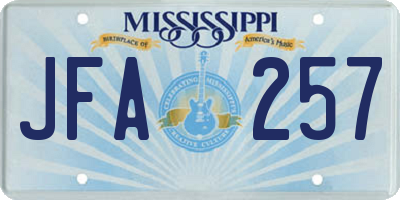 MS license plate JFA257