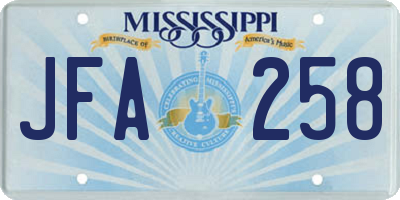 MS license plate JFA258