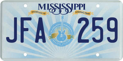 MS license plate JFA259