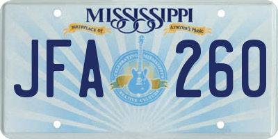 MS license plate JFA260