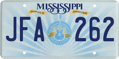 MS license plate JFA262