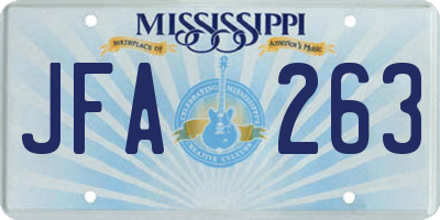 MS license plate JFA263