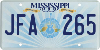 MS license plate JFA265