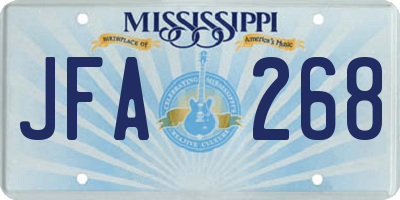 MS license plate JFA268