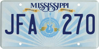 MS license plate JFA270