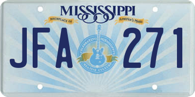 MS license plate JFA271