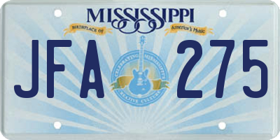 MS license plate JFA275