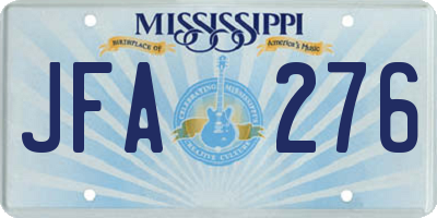 MS license plate JFA276