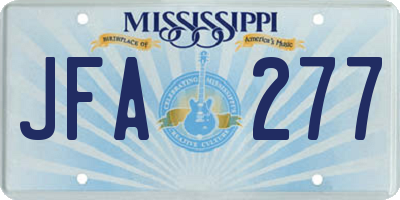 MS license plate JFA277
