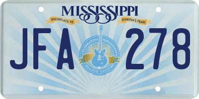 MS license plate JFA278
