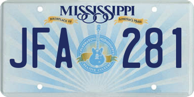 MS license plate JFA281