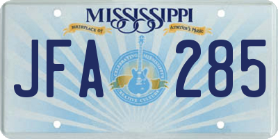 MS license plate JFA285