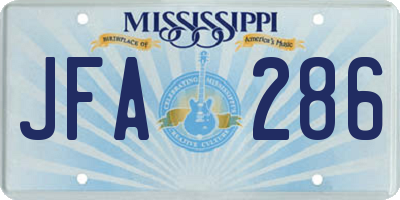 MS license plate JFA286