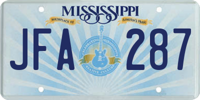 MS license plate JFA287