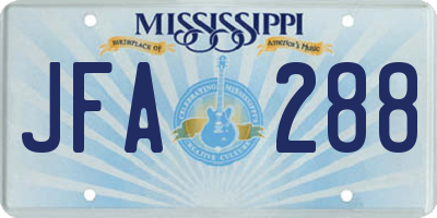MS license plate JFA288