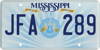 MS license plate JFA289