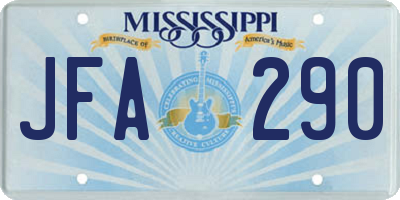 MS license plate JFA290