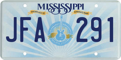 MS license plate JFA291