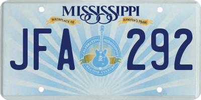 MS license plate JFA292