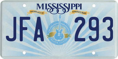 MS license plate JFA293