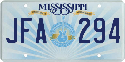 MS license plate JFA294
