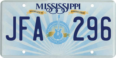 MS license plate JFA296
