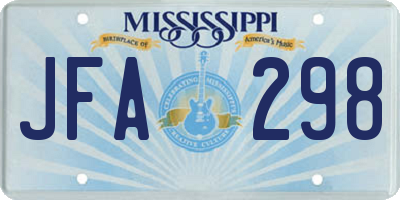 MS license plate JFA298