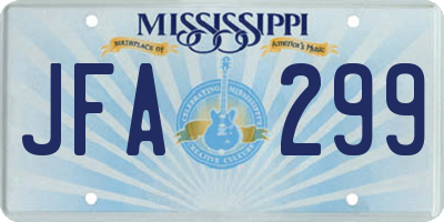 MS license plate JFA299