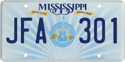 MS license plate JFA301